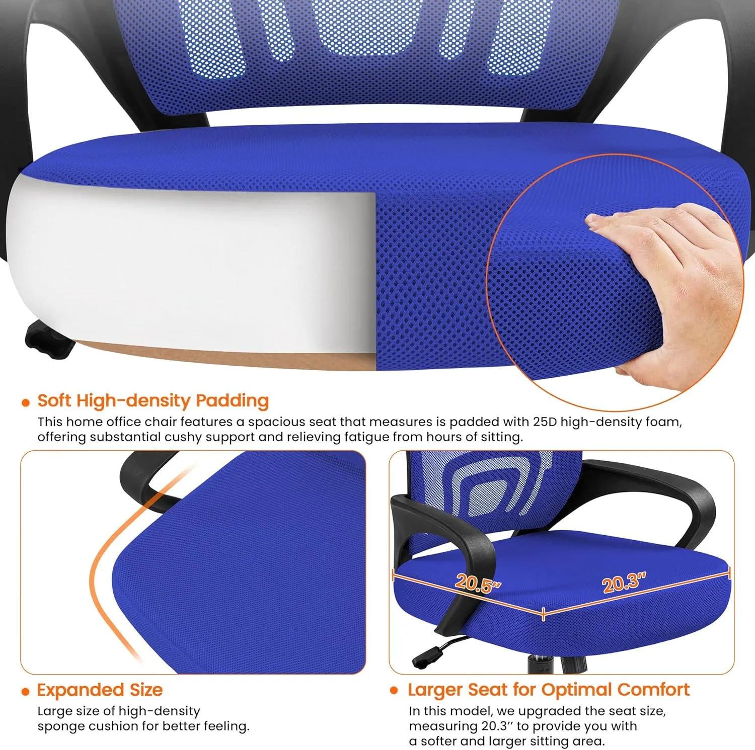 Yaheetech Office Computer Desk Chair Swivel Rolling, Cute Task Chair Ergonomic Conference Room, Mesh Work Study Chair Basic Comfy Desktop Chair with Wheels Arms, Blue