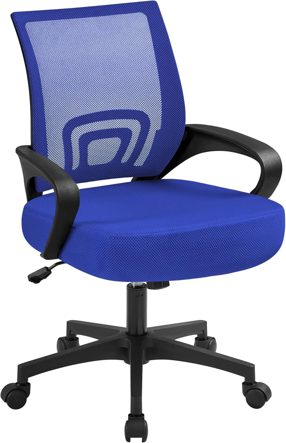 Yaheetech Office Computer Desk Chair Swivel Rolling, Cute Task Chair Ergonomic Conference Room, Mesh Work Study Chair Basic Comfy Desktop Chair with Wheels Arms, Blue