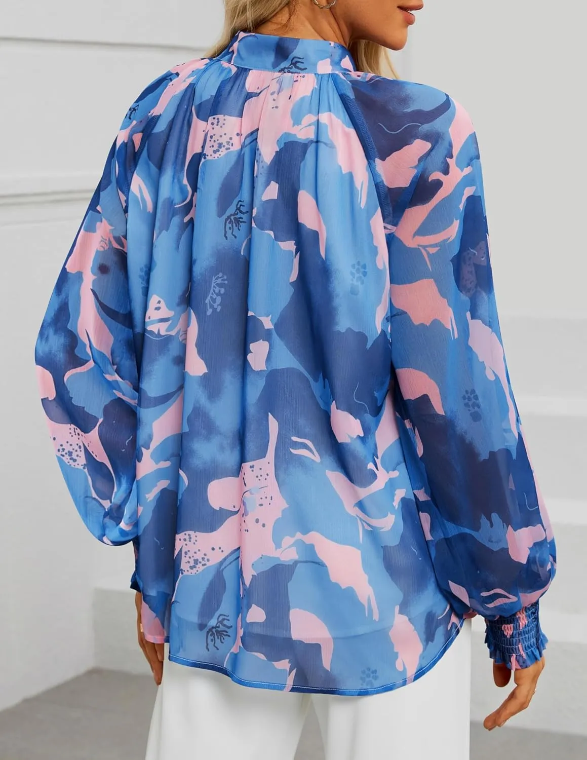 ZESICA Women's Floral Print Blouse 2025 Long Sleeve Button Down Casual Fall Boho Oversized Tops Shirts