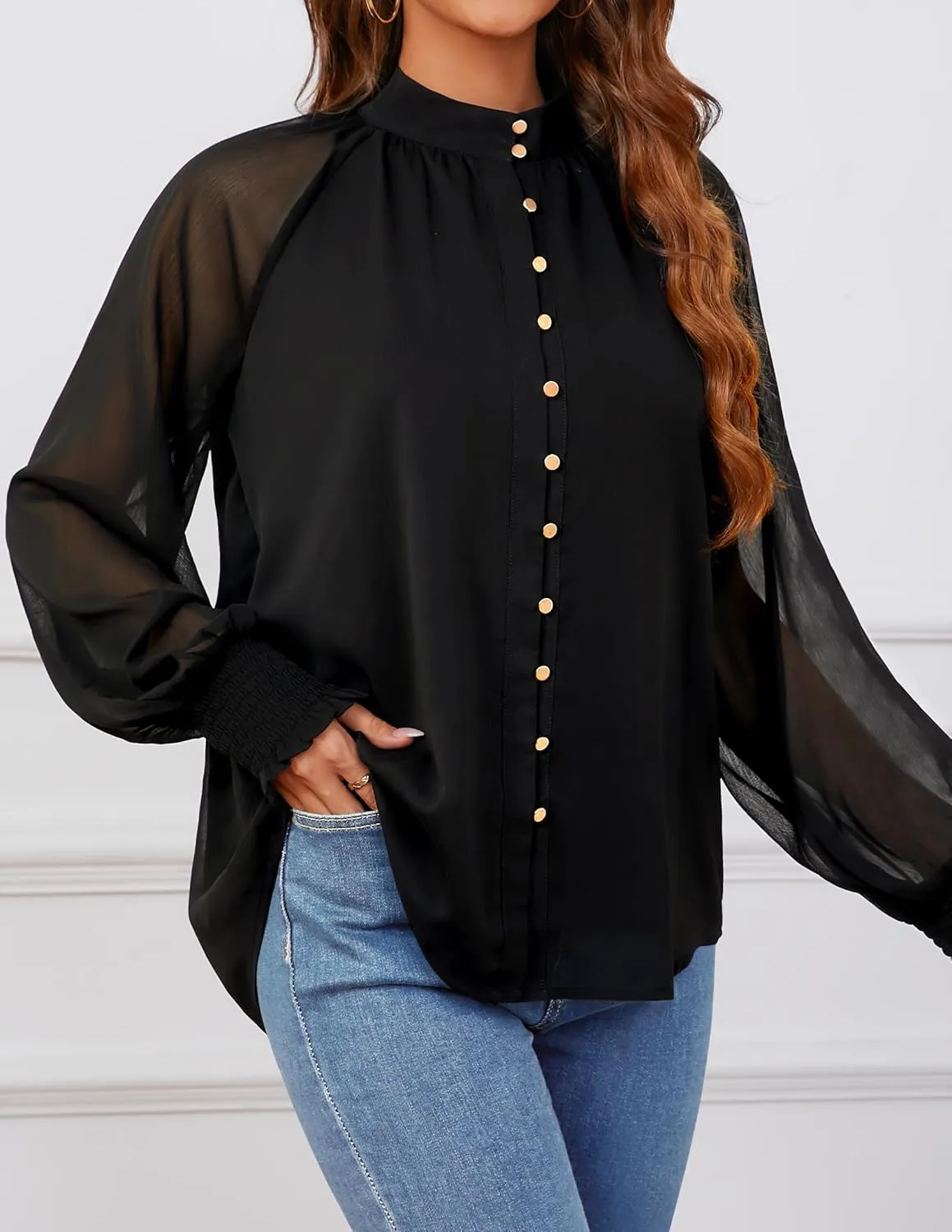ZESICA Women's Floral Print Blouse 2025 Long Sleeve Button Down Casual Fall Boho Oversized Tops Shirts